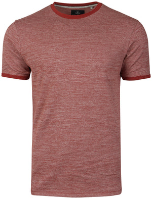 Logan Crew Neck T-Shirt with Contrast Neck in Burgundy