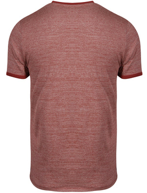 Logan Crew Neck T-Shirt with Contrast Neck in Burgundy
