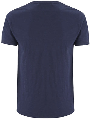 Oliver Cotton Slub Henley T-Shirt in Navy