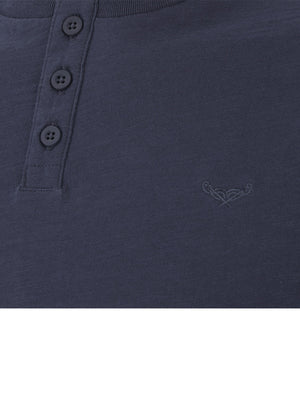 Oliver Cotton Slub Henley T-Shirt in Navy