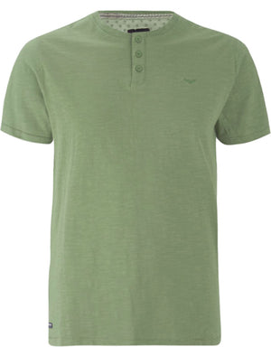 Oliver Cotton Slub Henley T-Shirt in Green