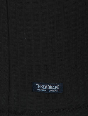 Quincy Drop-Needle Stitch Crew Neck T-Shirt in Black