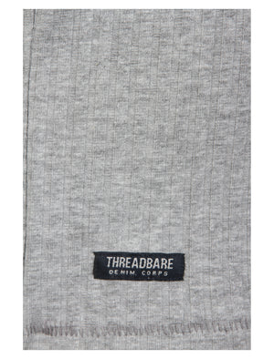 Quincy Drop-Needle Stitch Crew Neck T-Shirt in Grey Marl