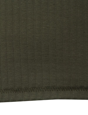 Quincy Drop-Needle Stitch Crew Neck T-Shirt in Khaki