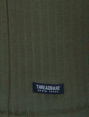 Quincy Drop-Needle Stitch Crew Neck T-Shirt in Khaki