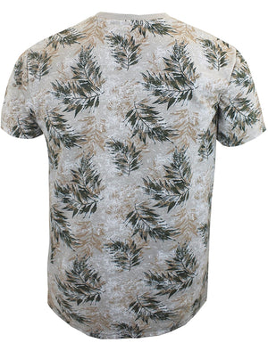 Newberry Tropical Leaf Crew Neck T-Shirt in Fawn