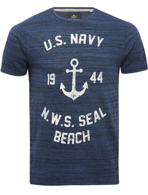 Seal Beach Motif Space Dye T-Shirt in Denim Marl
