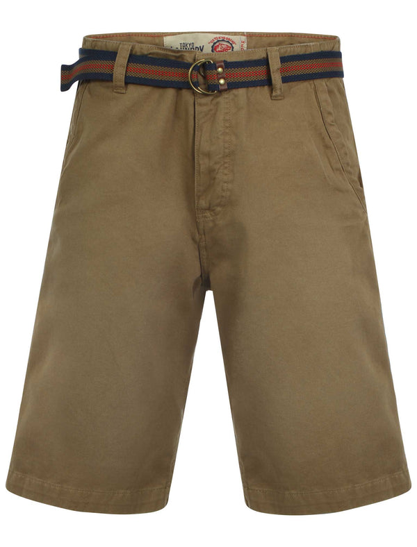 Mens Tokyo Laundry Armel bronze shorts with belt