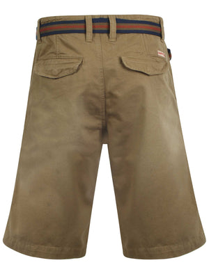 Mens Tokyo Laundry Armel bronze shorts with belt