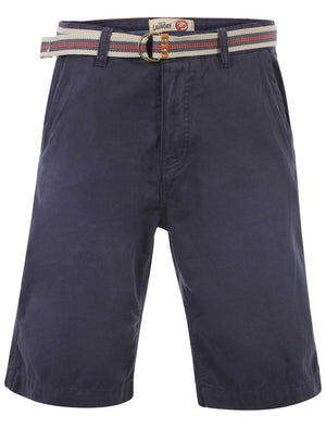 Mens Tokyo Laundry Armel midnight blue shorts with belt