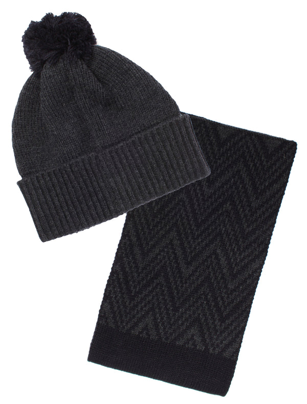Unisex Tokyo Laundry Doves Hat and Scarf Set in Dark Denim Marl