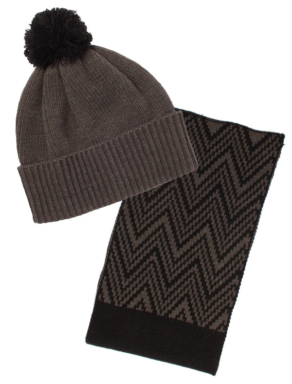 Unisex Tokyo Laundry Doves Hat and Scarf Set in Dark Grey Marl