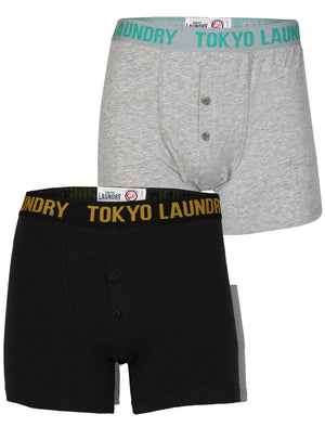 Mens Tokyo Laundry Kennedy Boxer Shorts in Lt Grey Marl / Black
