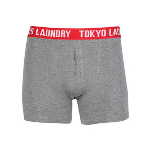 Manson (2 Pack) Boxer Shorts Set in Mid Grey Marl / Petrol Blue - Tokyo Laundry