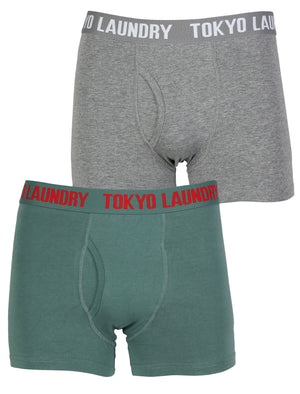 Tokyo Laundry Mount Choovio ( 2 Pack) boxer shorts Mallard Green & Dark Grey Marl