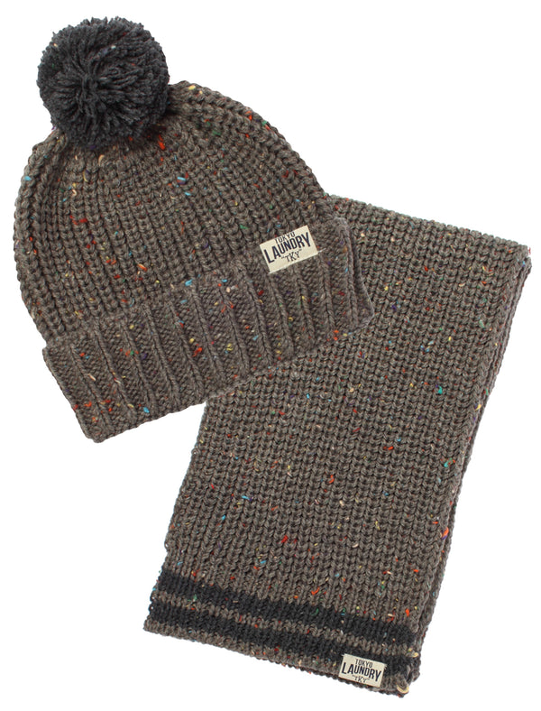 Unisex Tokyo Laundry Tembo Hat and Scarf Set in Rope Multi Nep