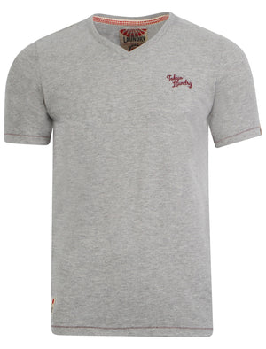 Ashton Cotton V Neck T-Shirt in Grey Marl - Tokyo Laundry