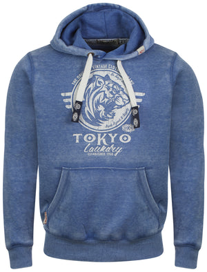 Men's textured crack ocean blue hoodie - Tokyo Laundry