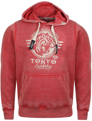 Men's textured crack print red hoodie - Tokyo Laundry