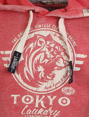 Men's textured crack print red hoodie - Tokyo Laundry