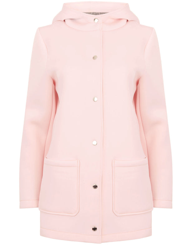 Pontoon Neoprene Hooded Mac Coat In Ballet Pink - Tokyo Laundry