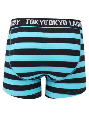 Tendring (2 Pack) Striped Boxer Shorts Set in Dark Navy / Clear Sky - Tokyo Laundry