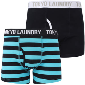 Tendring (2 Pack) Striped Boxer Shorts Set in Dark Navy / Clear Sky - Tokyo Laundry