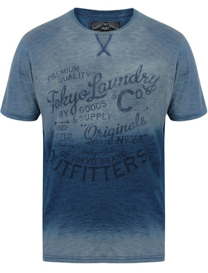 Indigo Tab Motif Cotton T-Shirt in Light Indigo - Tokyo Laundry