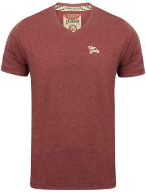 Essential V-Neck T-shirt in Bordeaux Marl - Tokyo Laundry