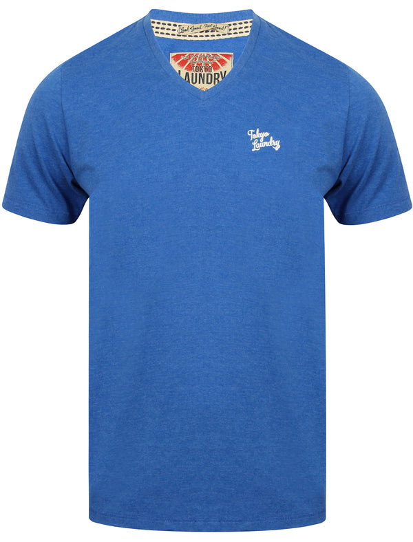 Mens V-Neck T-shirt in Cornflower Blue Marl - Tokyo Laundry