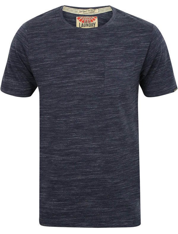 Grotto Space Dye T-Shirt with Pocket in Mood Indigo / Ivory - Tokyo Laundry