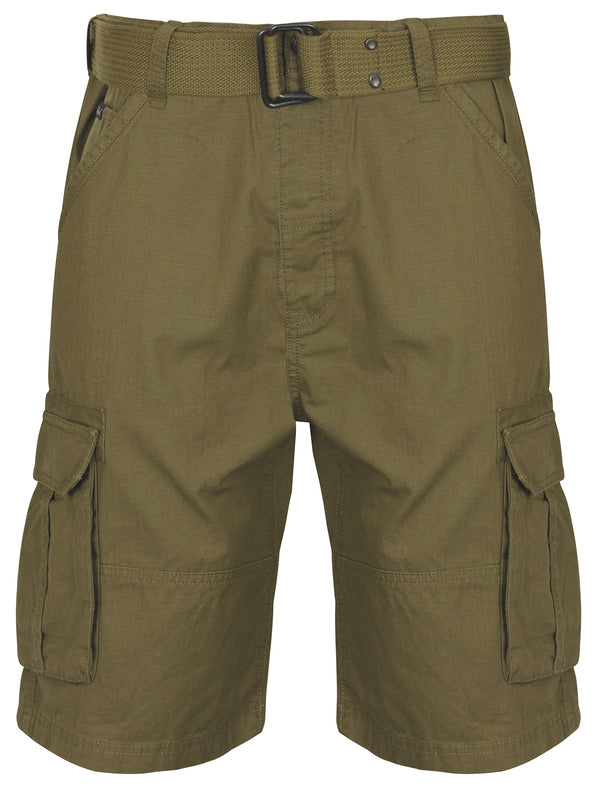 Belvior Cargo Shorts With Belt in Warm Khaki - Tokyo Laundry