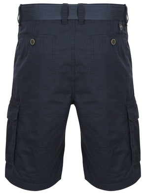 Belvior Cargo Shorts With Belt in Midnight Blue - Tokyo Laundry