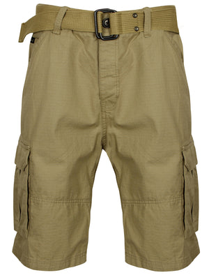 Belvior Cargo Shorts With Belt in Stone - Tokyo Laundry