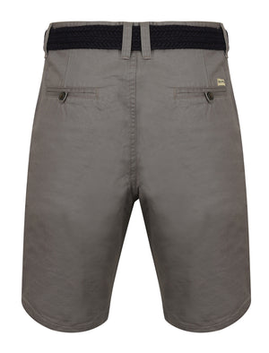 Nevado Cotton Chino Shorts with Belt in Cool Grey - Tokyo Laundry