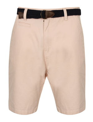 Nevado Cotton Chino Shorts with Belt in Pastel Pink - Tokyo Laundry