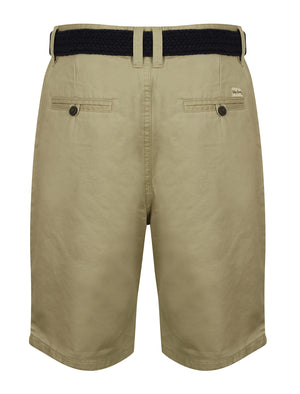 Nevado Cotton Chino Shorts with Belt in Stone - Tokyo Laundry