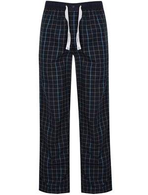 Golford Grid Print Cotton Lounge Pants in Blue Check - Tokyo Laundry