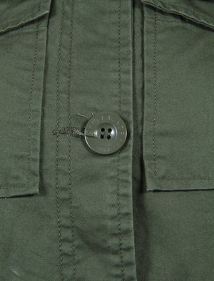 Emer Cotton Twill Hooded Parka Jacket In Khaki - Tokyo Laundry