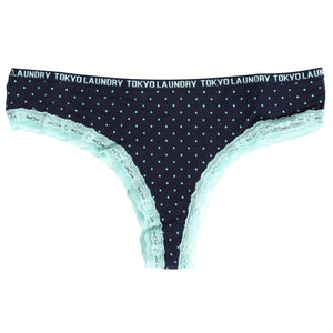 Aubree (3 Pack) High Leg Lace Knickers In Turq / Grey / Blue - Tokyo Laundry