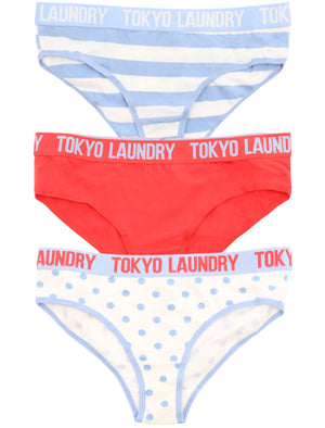 Luna (3 Pack) Assorted Print Briefs In Blue / Red / Ivory - Tokyo Laundry
