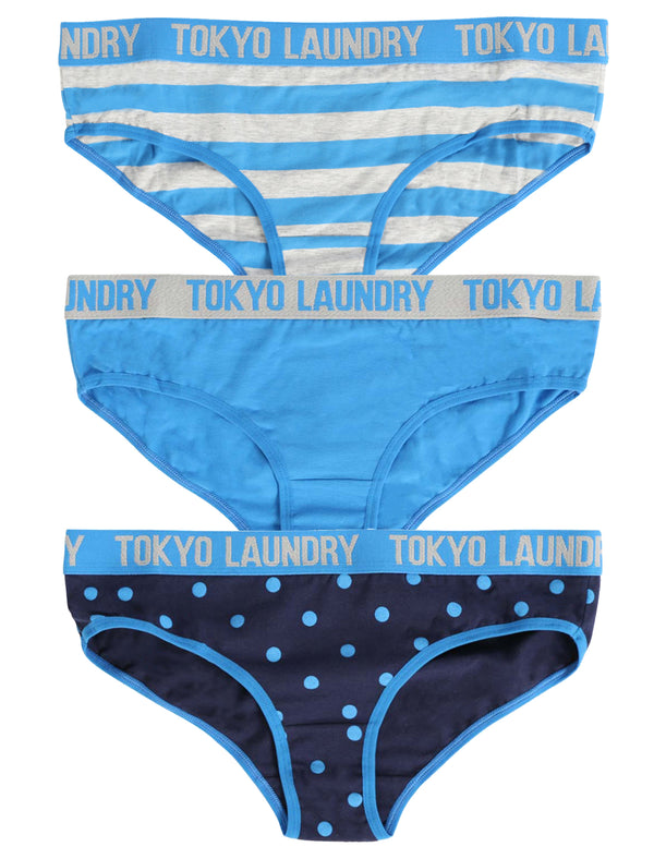 Betsy (3 Pack) Assorted Briefs In Grey Marl / French Blue / Eclipse Blue - Tokyo Laundry