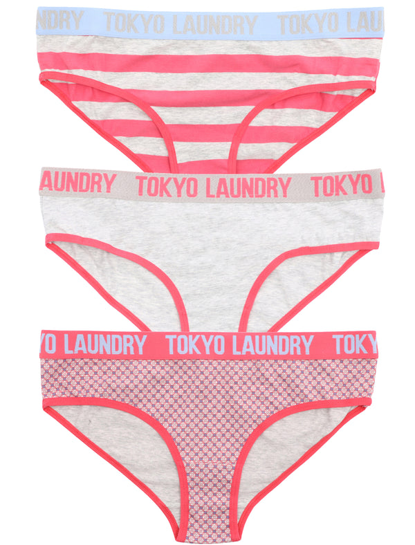Betsy (3 Pack) Assorted Briefs In Placid Blue / Grey Marl / Peachy Pink - Tokyo Laundry