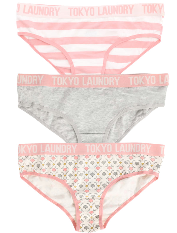 Betsy (3 Pack) Assorted Briefs In Blush / Grey Marl / Ivory - Tokyo Laundry