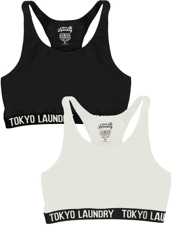Pixi (2 Pack) Racer Back Sports Bra in Ivory / Black - Tokyo Laundry