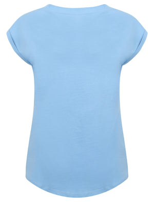 Womens Cotton T-Shirt with Turn-Up Sleeves In Allure Blue - Tokyo Laundry