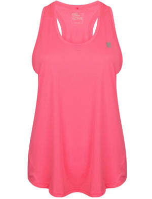 Mancuso 2 Perforated Racer Back Vest Top in Neon Pink - Tokyo Laundry Active