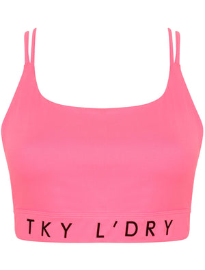 Sarki Crossover Back Sports Bra Top in Neon Pink - Tokyo Laundry Active