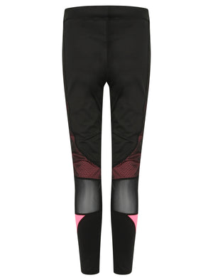 Vassou Mesh Panelled Leggings in Black / Neon Pink - Tokyo Laundry Active