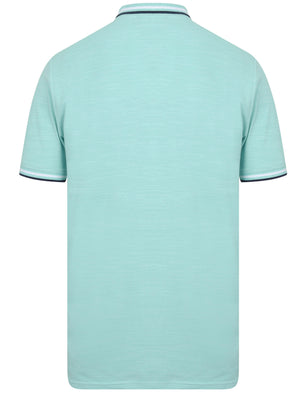 Hitch Cotton Polo Shirt with Racer Stripe Detail in Aqua Haze - Tokyo Laundry Active